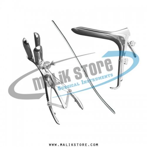 Hegar uterine dilator 3-4 mm, Mathieu speculum, grave large